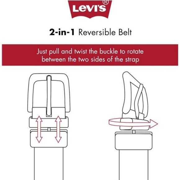 Mens Reversible Casual Leather Belt Rotating Buckle for Jeans or Khakis - Picture 6 of 7